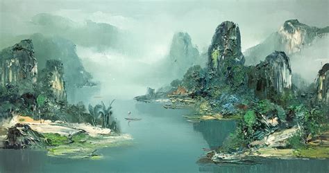 桂林山水大型油画