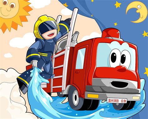 消防车图片儿童画