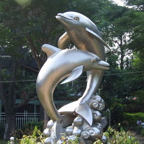 304不锈钢海豚雕塑艺术小品