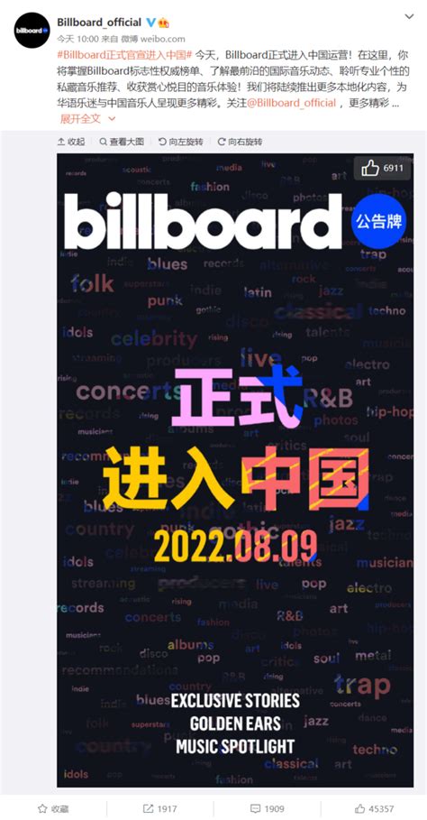 Billboard正式进入中国