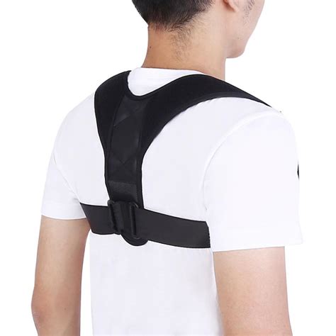 unisex upper back posture support corrector brace elastic shoulder support clavicle brace in black color图片