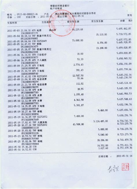 上海银行公司流水账单