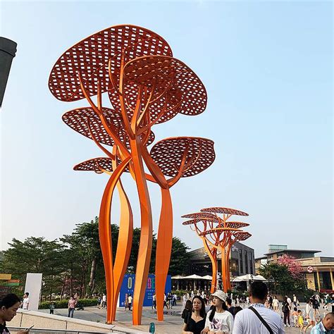 城市大型不锈钢雕塑树