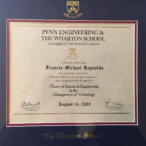 宾夕法尼亚大学毕业证书模板