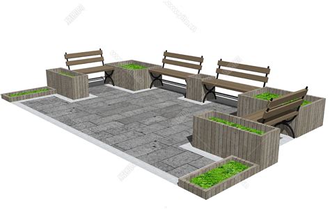 广场休闲椅模型