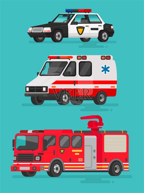 消防车和警车和救护车合体