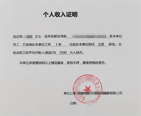 湖南省收入证明范本