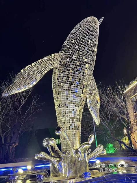绵阳不锈钢发光鲸鱼雕塑