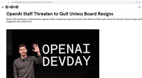 近500名OpenAI员工威胁辞职加入微软
